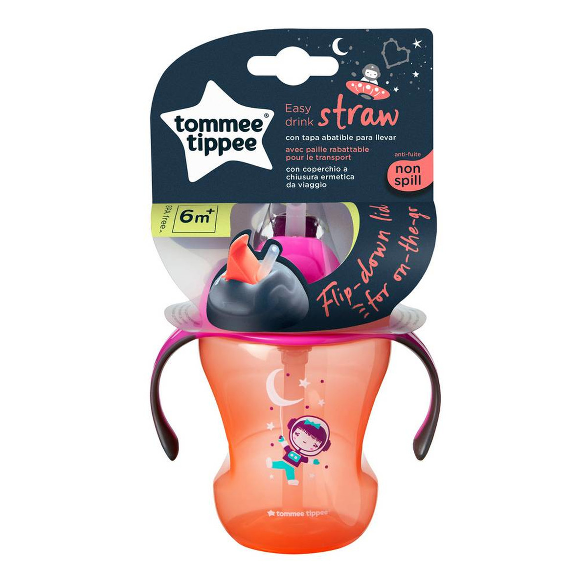 Tommee Tippee Straw cup kubek niekapek ze słomką 6m+ girl 230ml