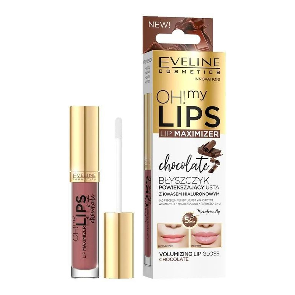 Eveline Oh My Lip Maximizer Błyszczyk powiększający usta z kwasem hialuronowym Czekoladowy 4ml