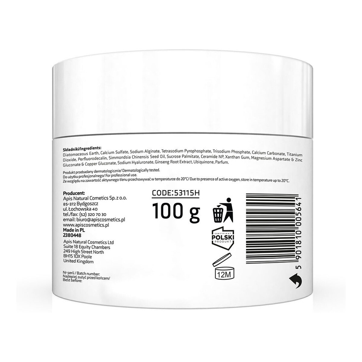 Apis Oxy O2 Terapis Oxygenating Algae Mask Dotleniająca Maska Algowa Z Aktywnym Tlenem 100g