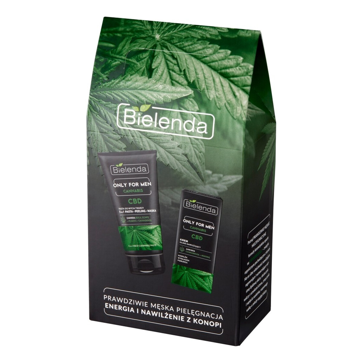 Bielenda Zestaw prezentowy Only for Men Cannabis krem do twarzy nawilżający 50 ml + pasta do twarzy 3w1 150g