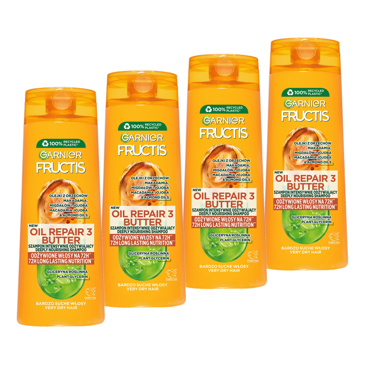 Garnier Fructis Oil Repair 3 Butter Szampon intensywnie odżywiający 4x400ml