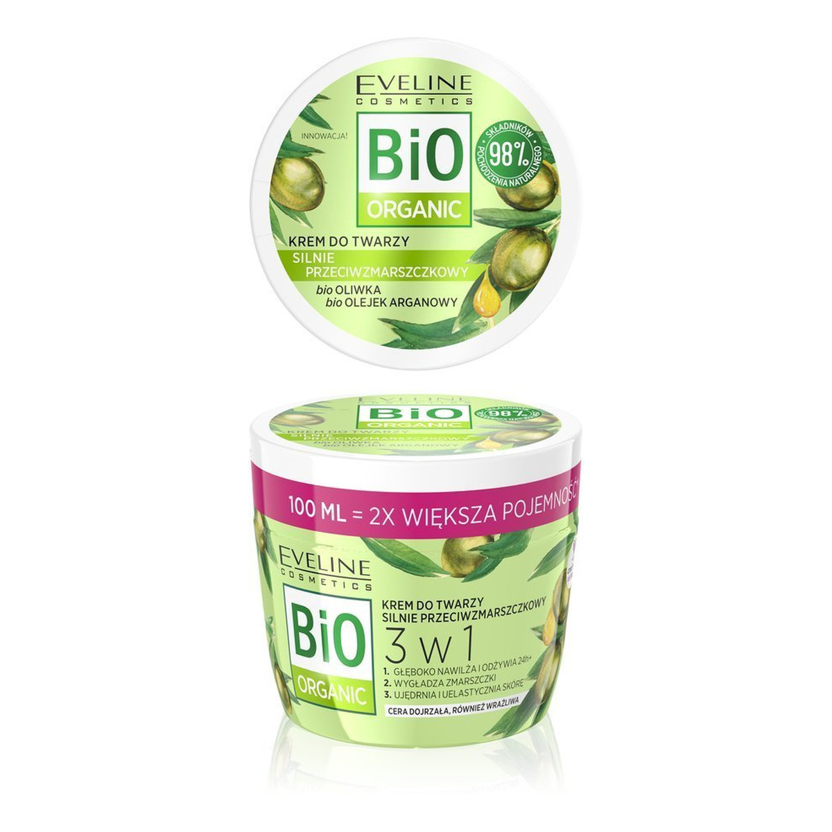 Eveline Bio Organic Krem do twarzy silnie przeciwzmarszczkowy 3w1 Bio Oliwka 100ml
