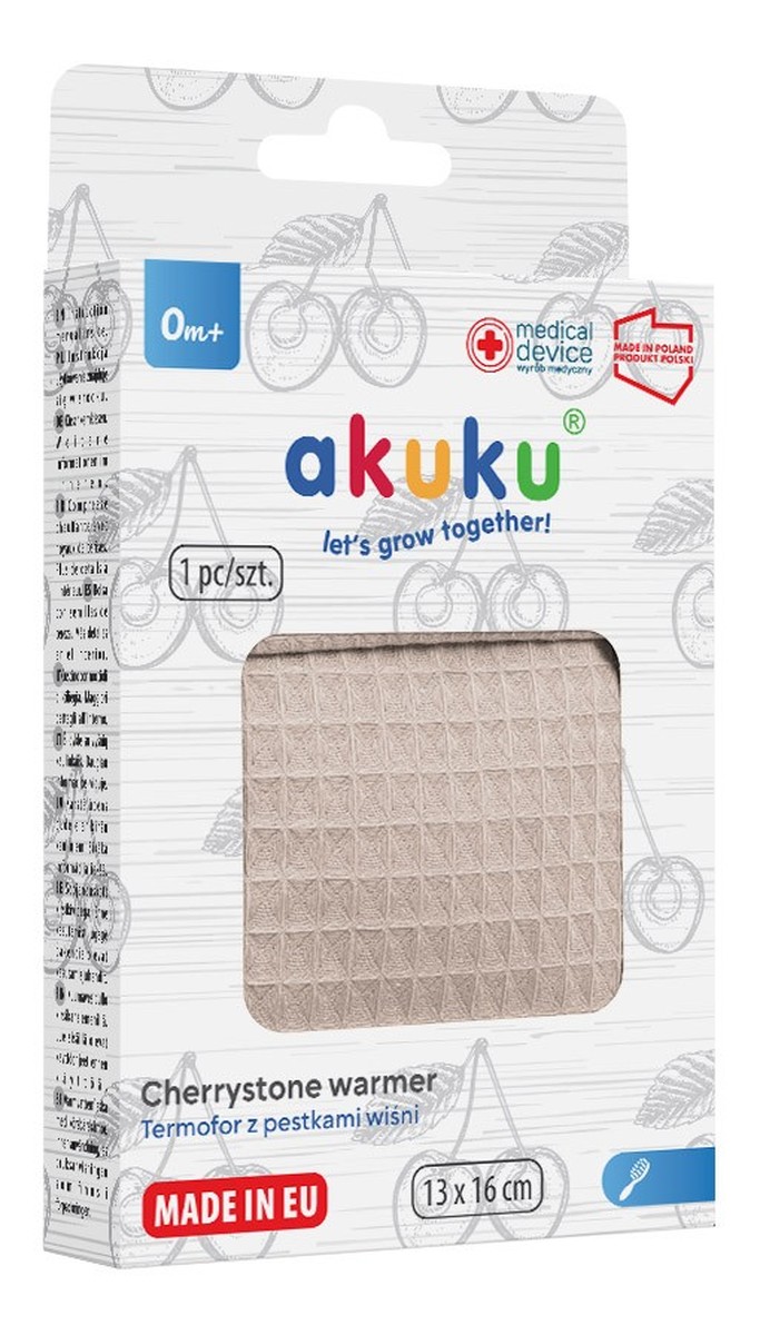 Termofor z pestkami wiśni w pokrowcu 13x16 cm beż (a0635)
