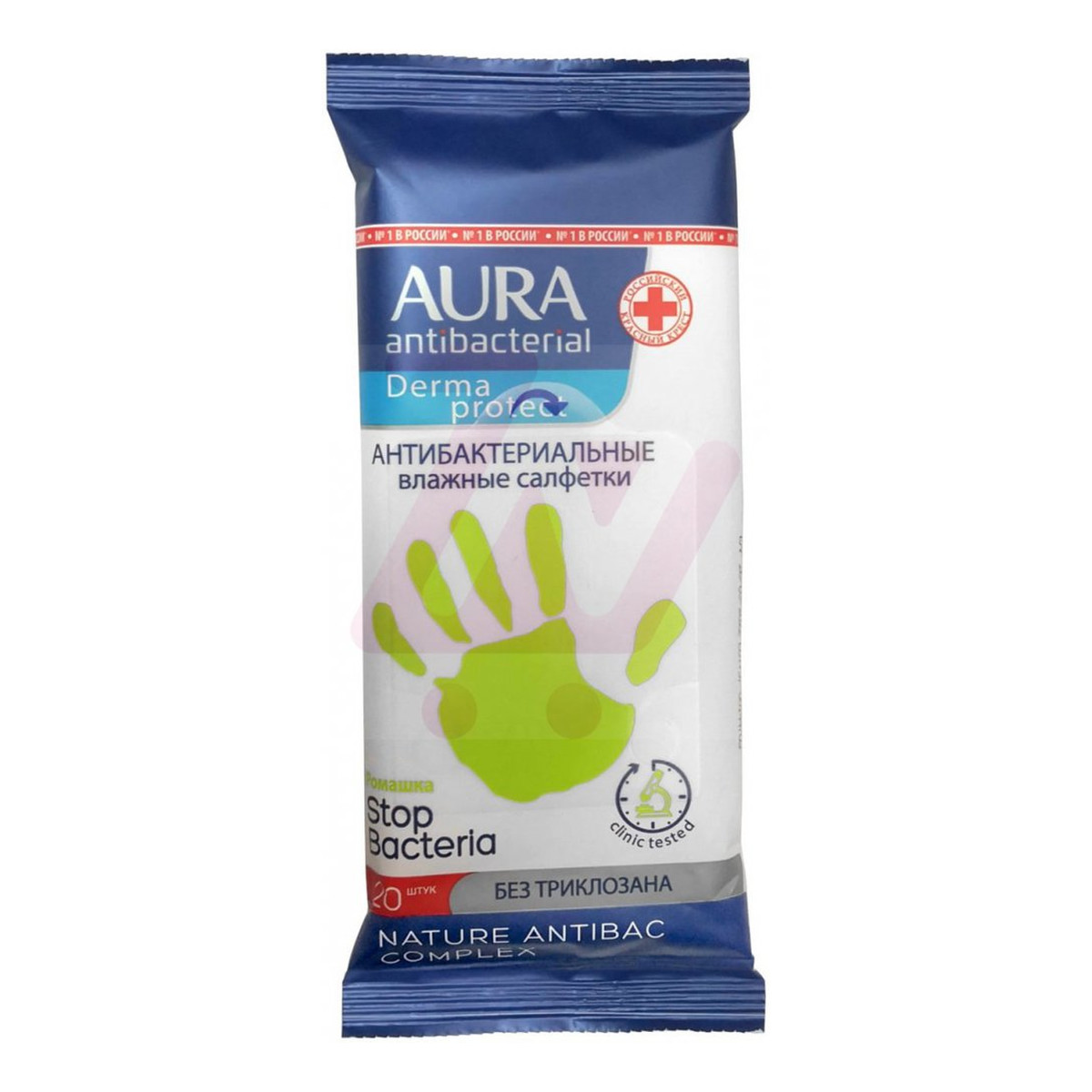 Aura Antibacterial Derma Protect nawilżane chusteczki oczyszczające antybakteryjne 20 szt.