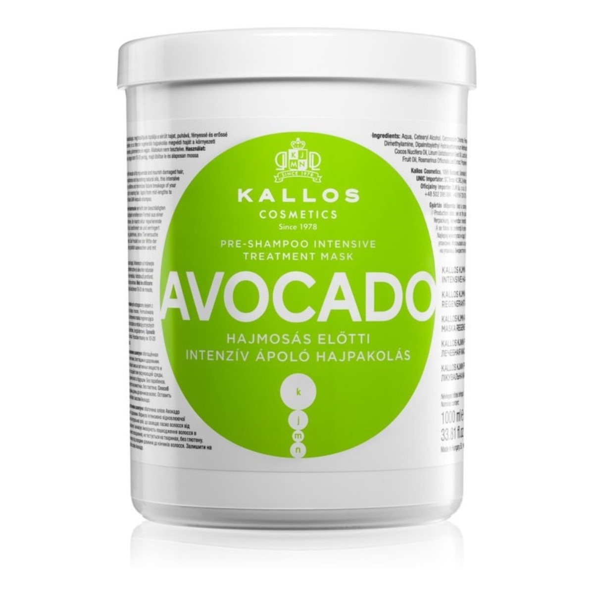 Kallos Avocado intensywna maska regenerująca do włosów 1000ml