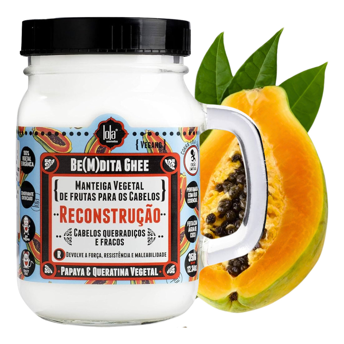 Lola Cosmetics Be(M)dita Ghee Regenerująca maska do włosów z Papają i Keratyną 350g
