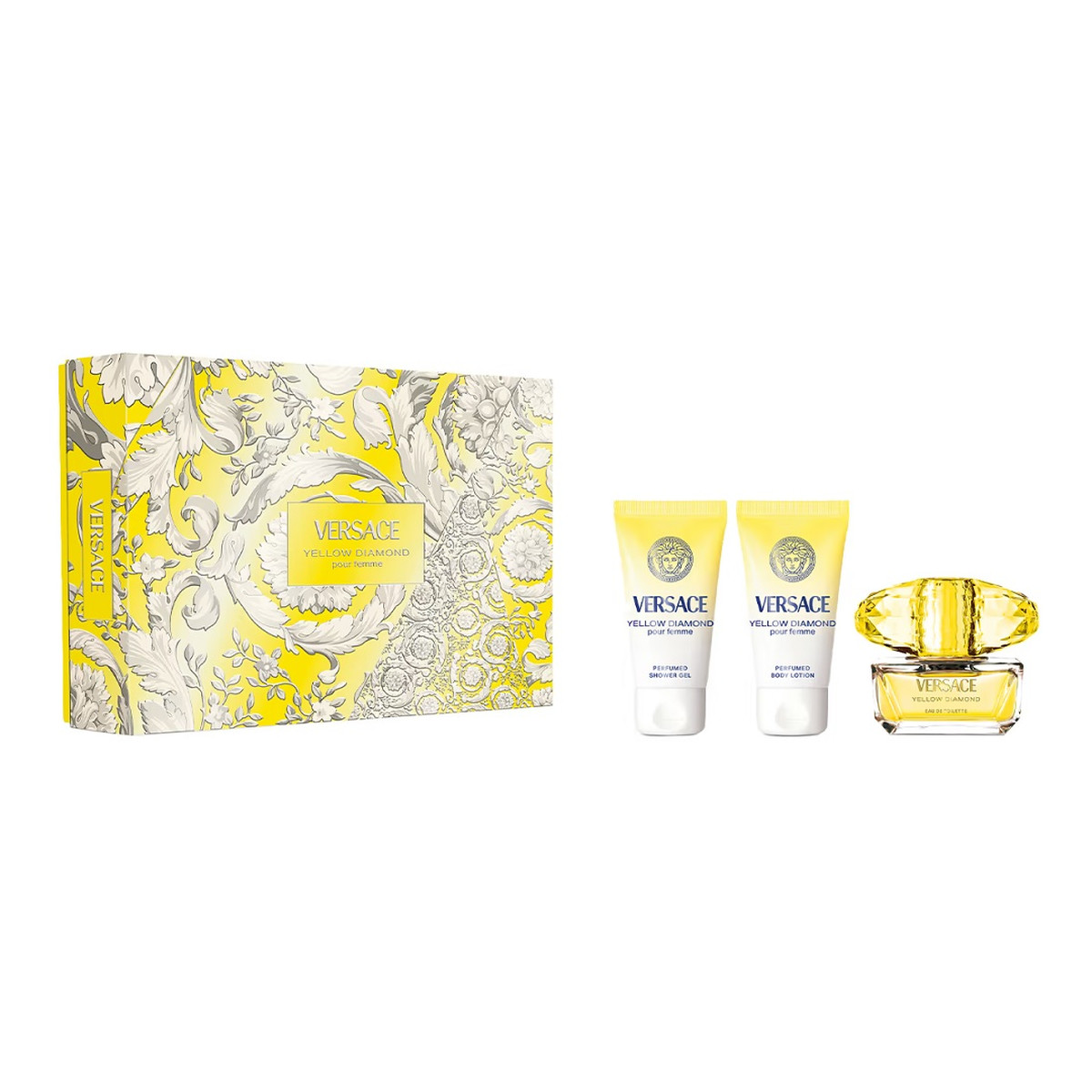 Versace Yellow Diamond zestaw woda toaletowa spray 50ml + balsam do ciała 50ml + żel pod prysznic 50ml