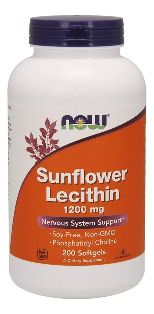 Now_sunflower lecithin lecytyna słonecznikowa 1200mg 200 miękkich kapsułek