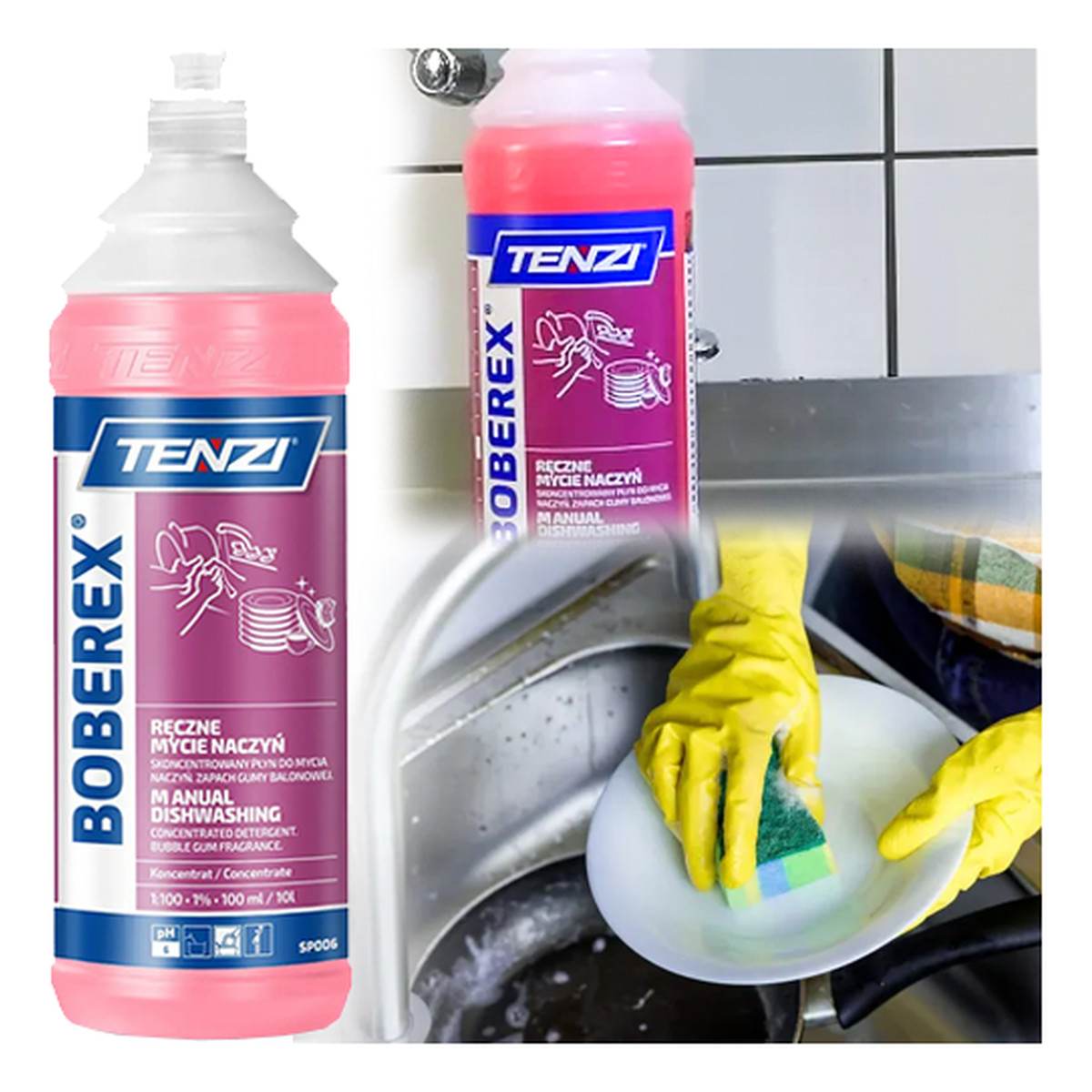 Tenzi Boberex Płyn do mycia naczyń Guma balonowa 1000ml