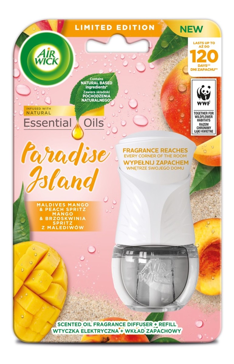 Paradise island elektryczny odświeżacz powietrza i wkład mango & brzoskwinia spritz z malediwów