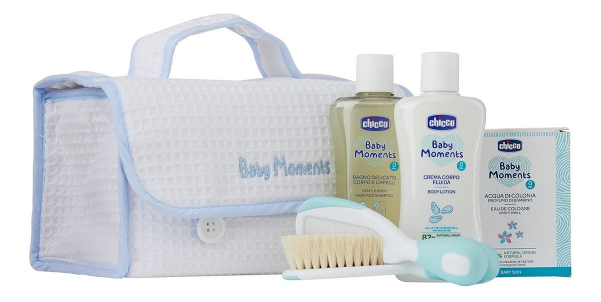 Zestaw płyn do mycia 200ml + balsam do ciała 200ml + woda perfumowana 100ml + szczotka i grzebień + kosmetyczka