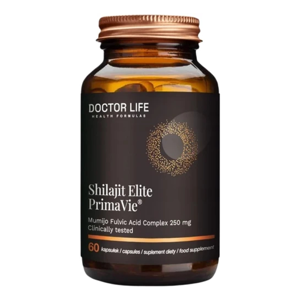 Doctor Life Shilajit Elite PrimaVie kompleks kwasu fulwowego Mumijo suplement diety 60 kapsułek