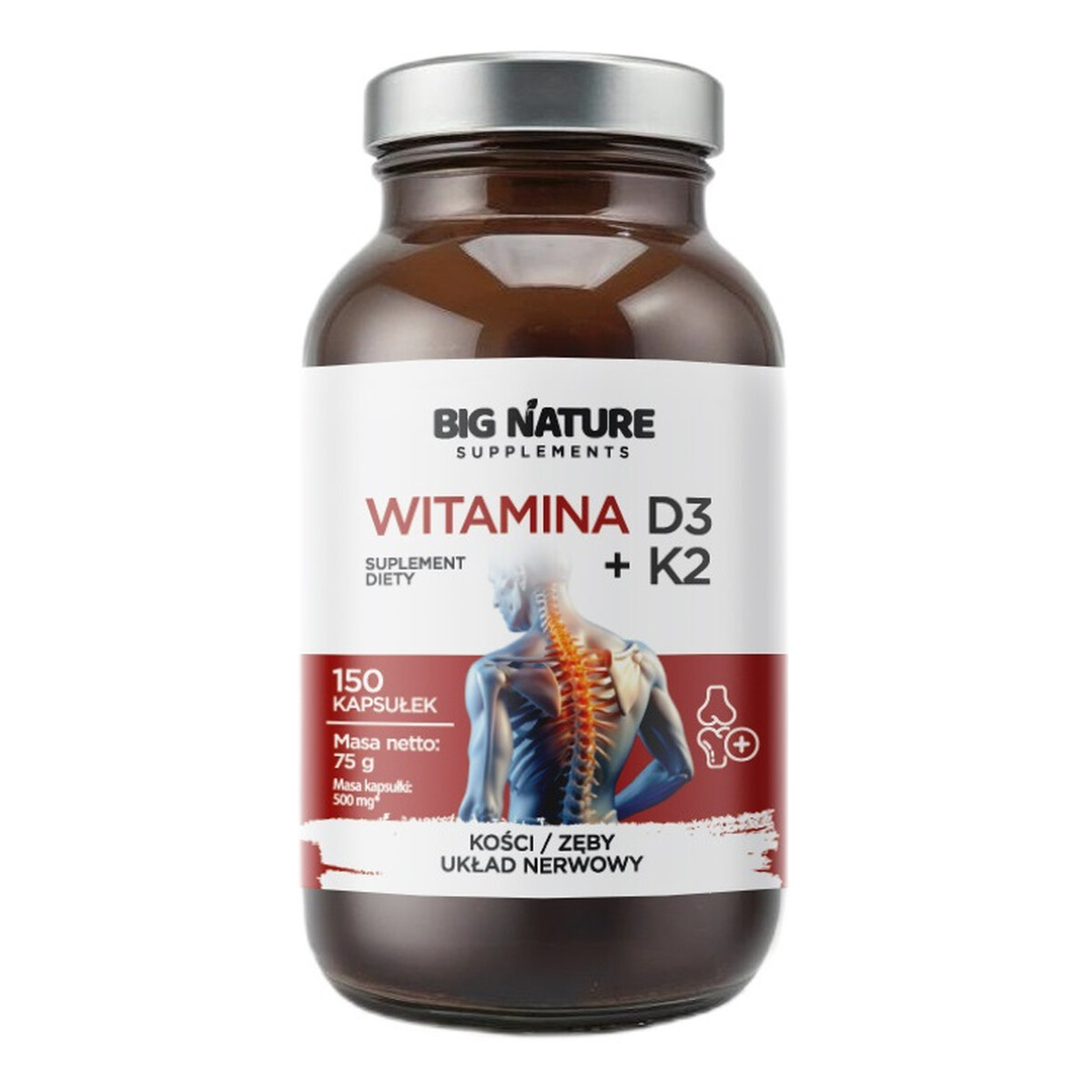 Big Nature Witamina d3 + k2 suplement diety 150 kapsułek