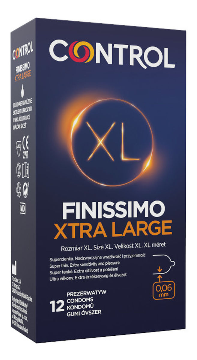 Finissimo xtra large bardzo cienkie prezerwatywy z naturalnego lateksu w rozmiarze xl 12szt.