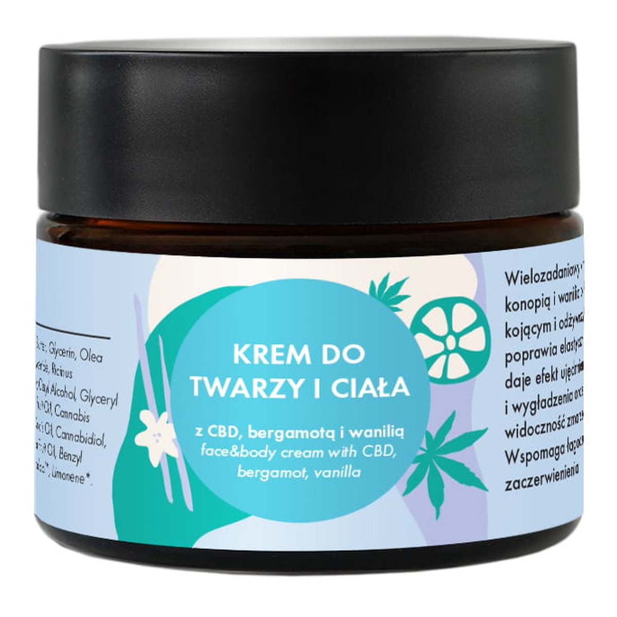 Lullalove Krem do twarzy i ciała z CBD bergamotą i wanilią 50ml