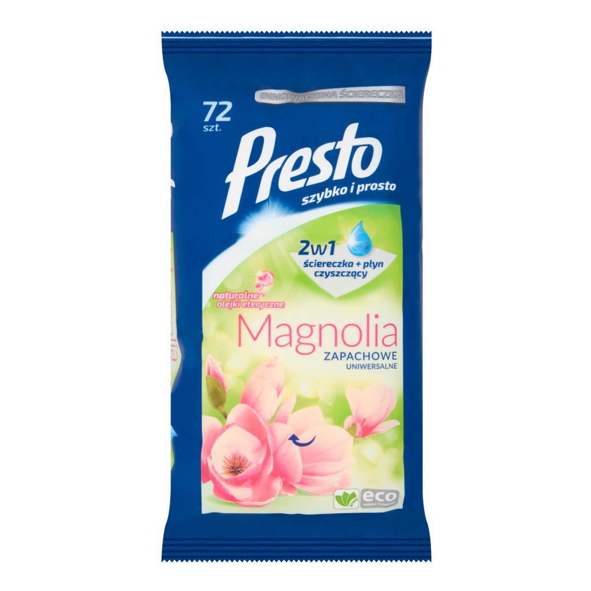 Presto Clean Magnolia zapachowe chusteczki uniwersalne do czyszczenia 2w1 72szt