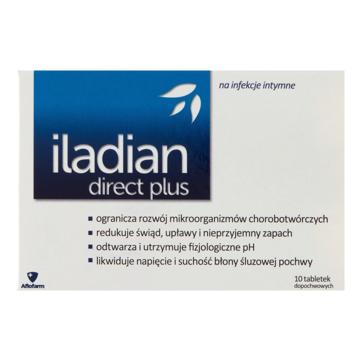 Iladian Direct plus tabletki dopochwowe łagodzące objawy infekcji intymnych 10 tabletek