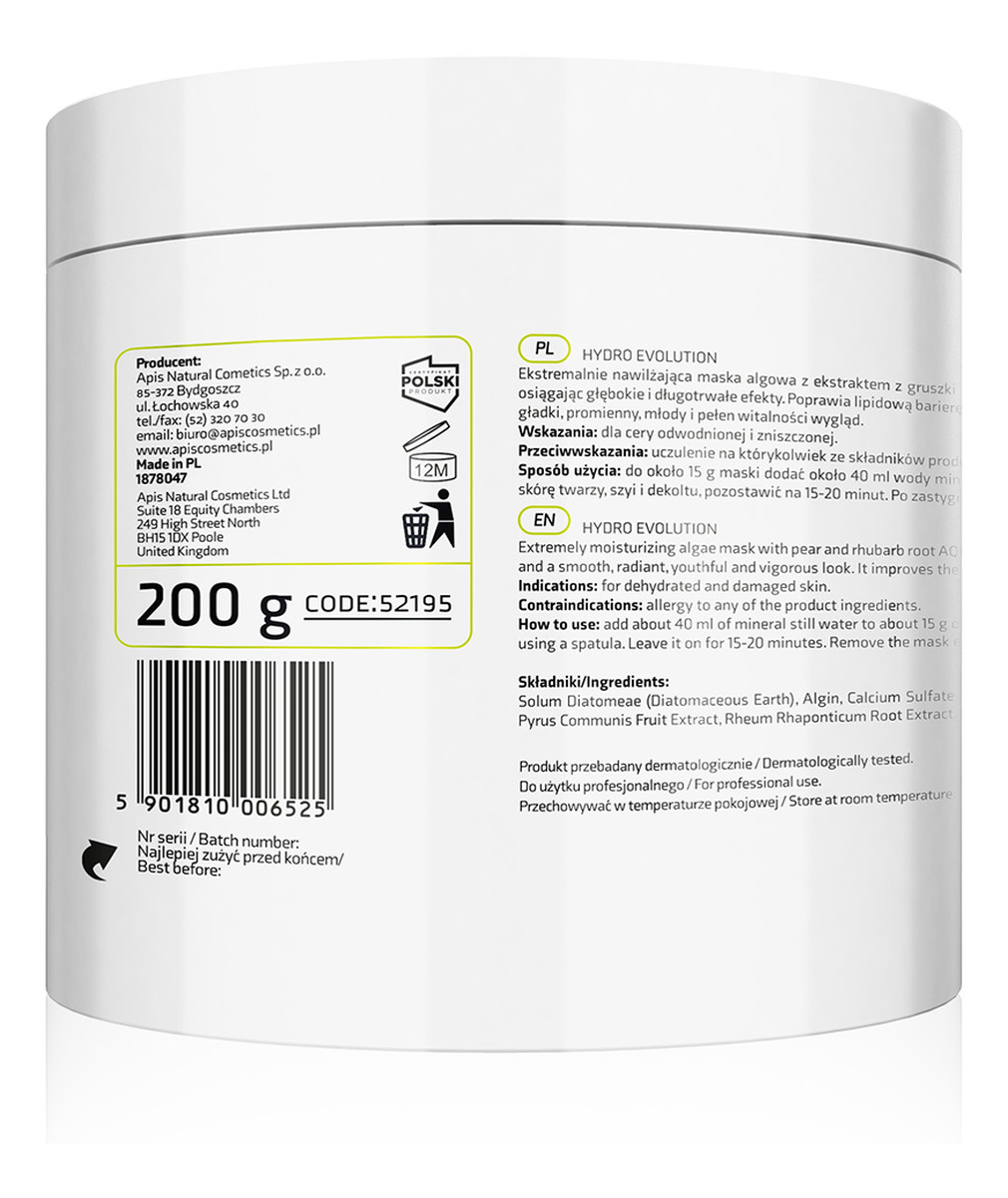 ekstremalnie nawilżająca maska algowa z gruszką i rabarbarem AQUAXTREM™