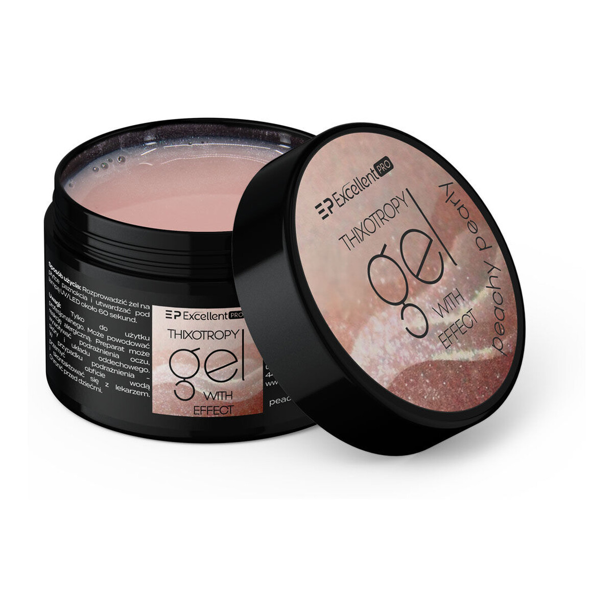 Excellent PRO Thixotropy Gel With Effect Żel budujący peachy pearly 15g