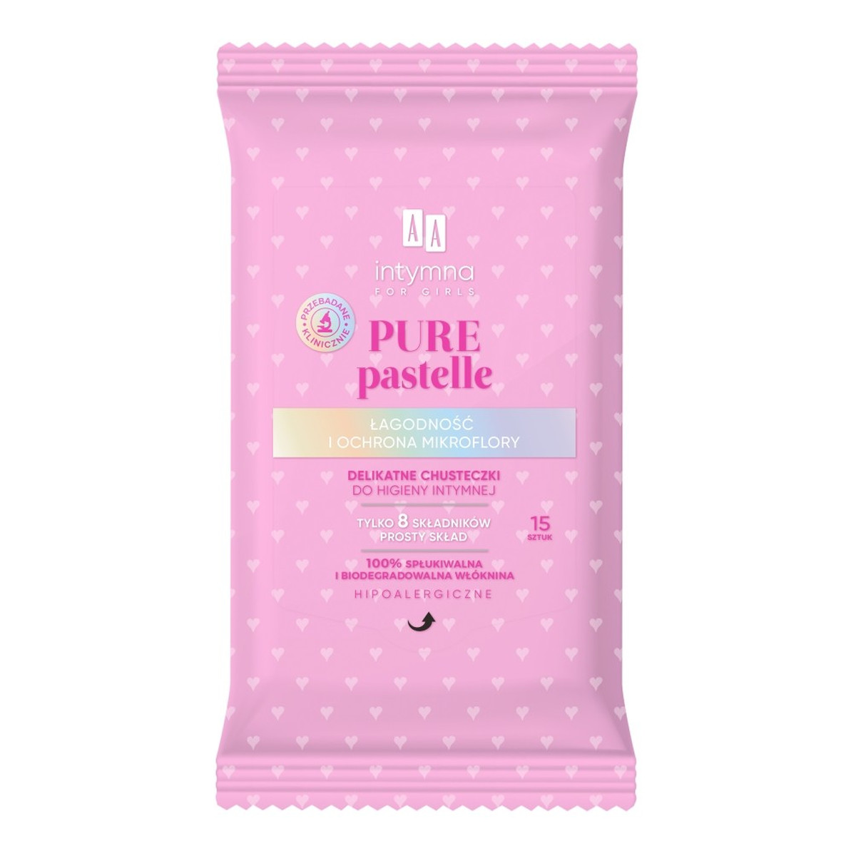 AA Intymna Delikatne Chusteczki do higieny intymnej Pure Pastelle 15 szt.