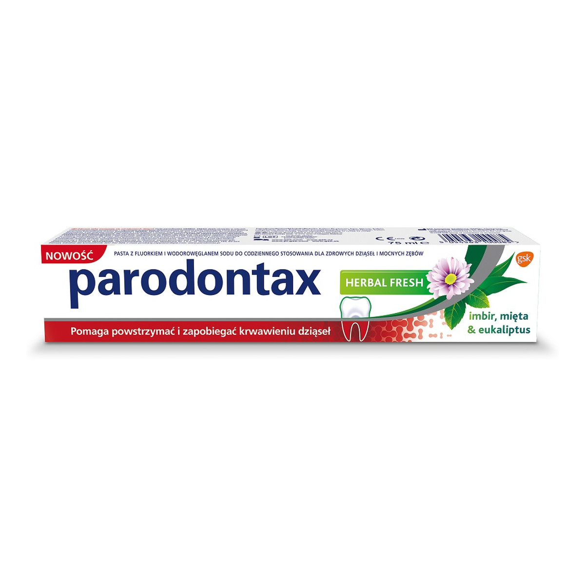 Parodontax Herbal fresh toothpaste pasta do zębów przeciw krwawieniu dziąseł imbir & mięta & eukaliptus 75ml