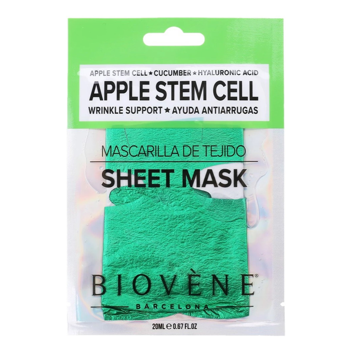 Biovene Apple stem cell wrinkle-support maska w płachcie z komórkami macierzystymi jabłek i kwasem hialuronowym 20ml