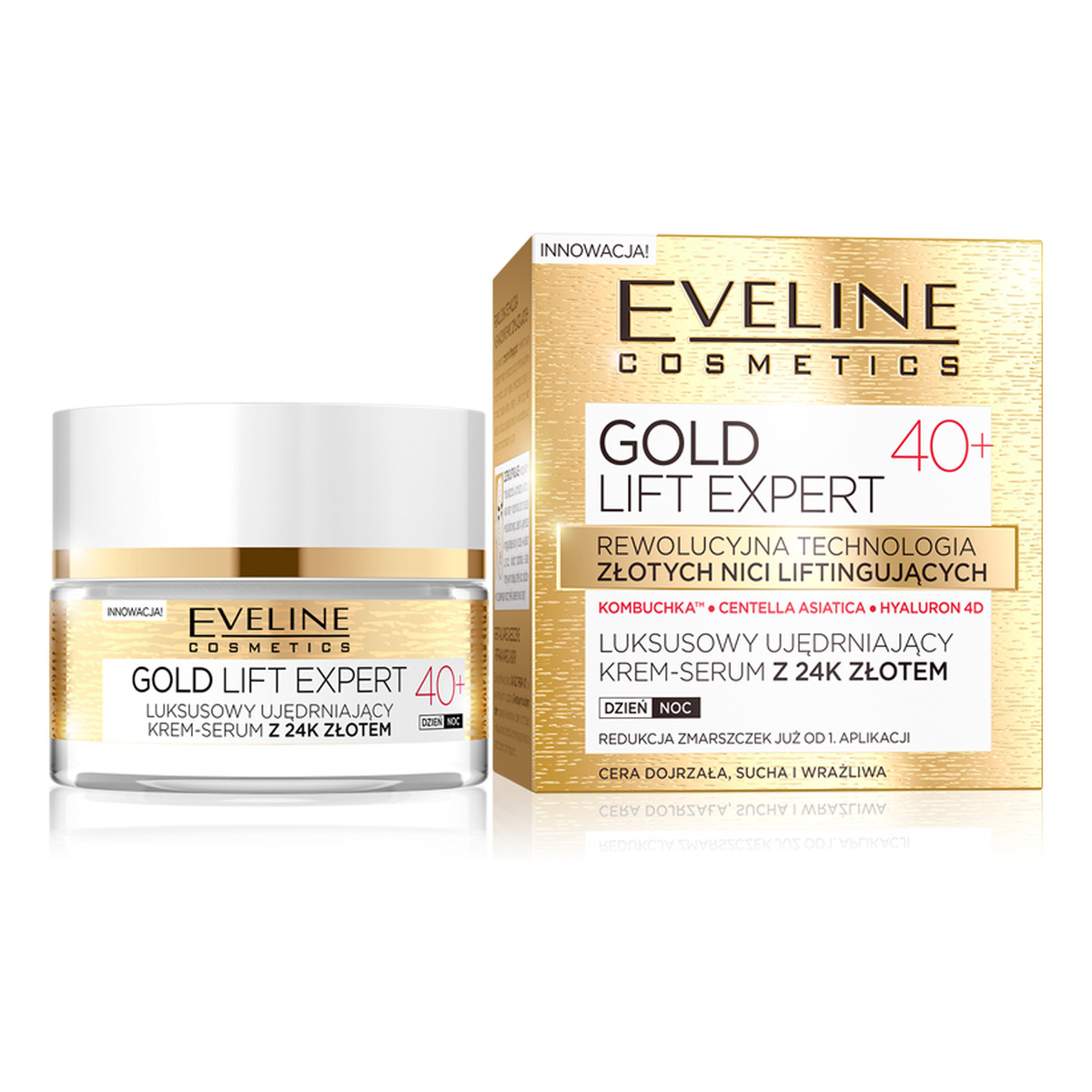 Eveline Gold Lift Expert 40+ Luksusowy Ujędrniający Krem -Serum Z 24K Złotem 50ml