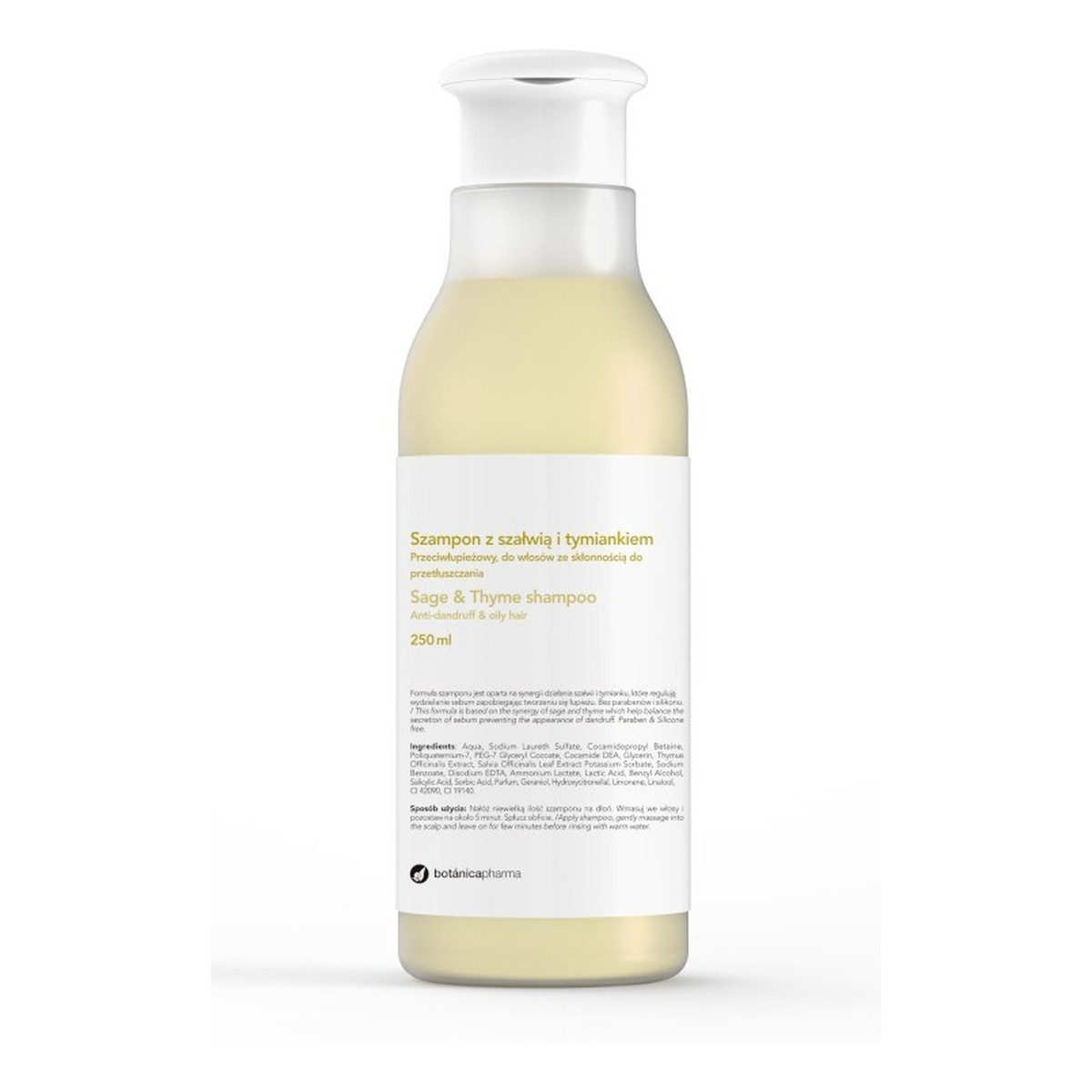 Botanicapharma Sage & Thyme Shampoo szampon przeciwłupieżowy do włosów ze skłonnością do przetłuszczania się Szałwia i Tymianek 250ml