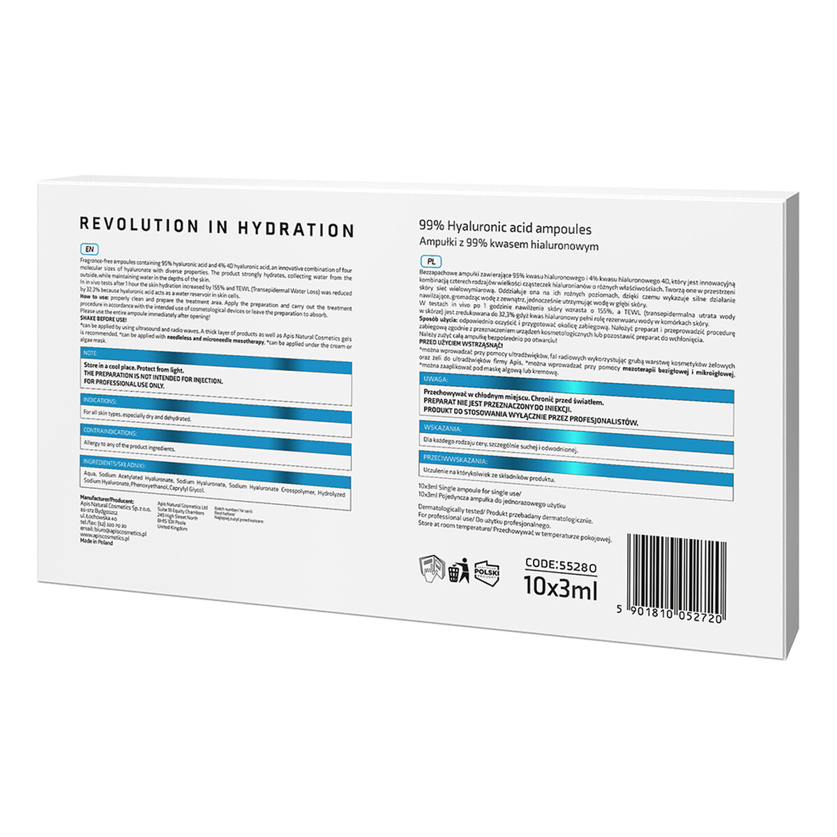 Apis Ampułki Z 99% Kwasem Hialuronowym