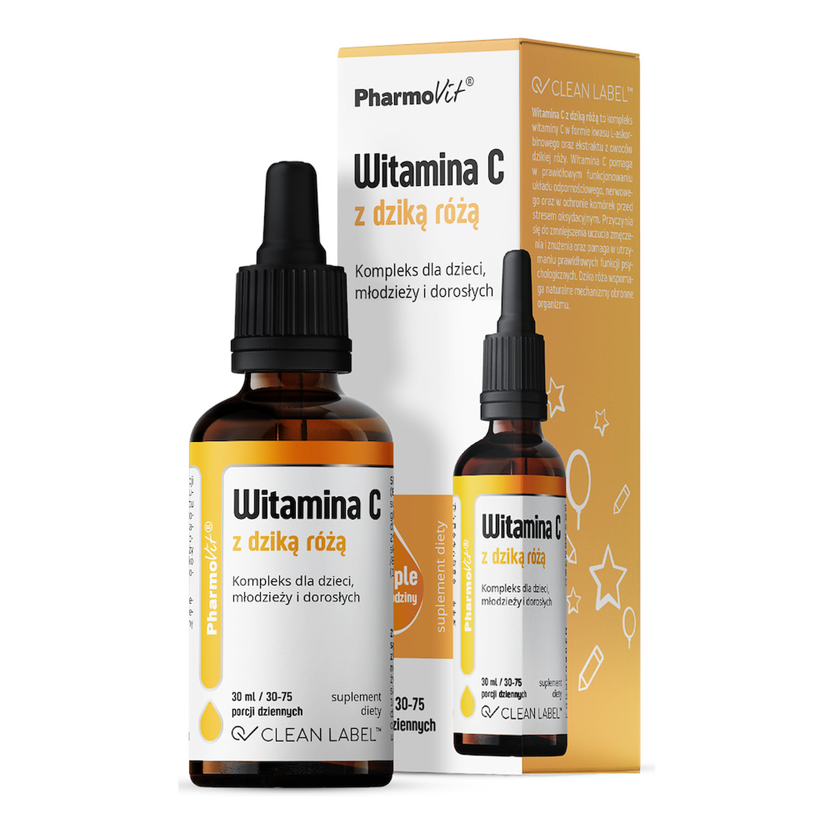 Pharmovit Witamina C z dziką różą suplement diety w kroplach 30ml