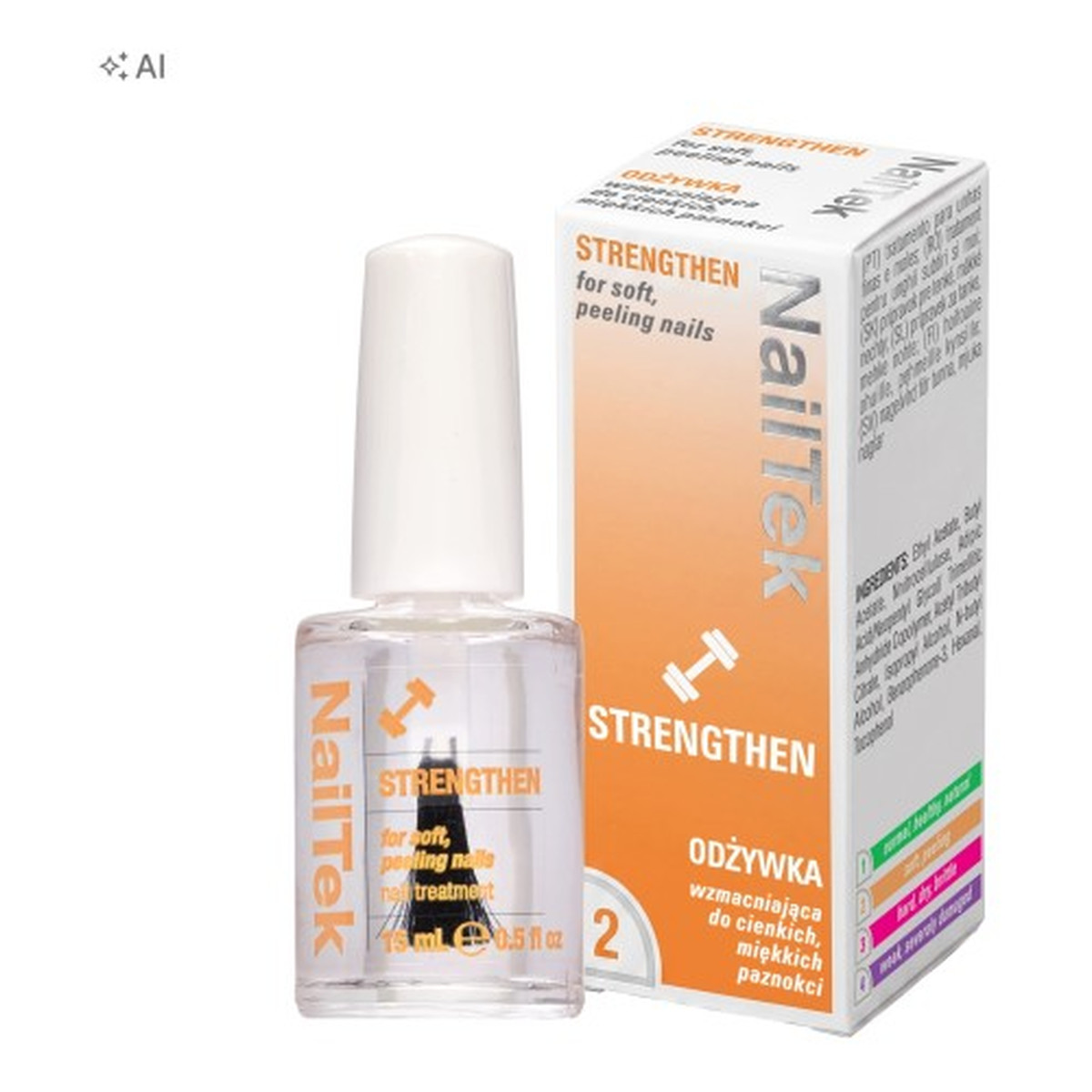 Nail Tek Strengthen 2 – odżywka wzmacniająca do cienkich, miękkich paznokci 15ml