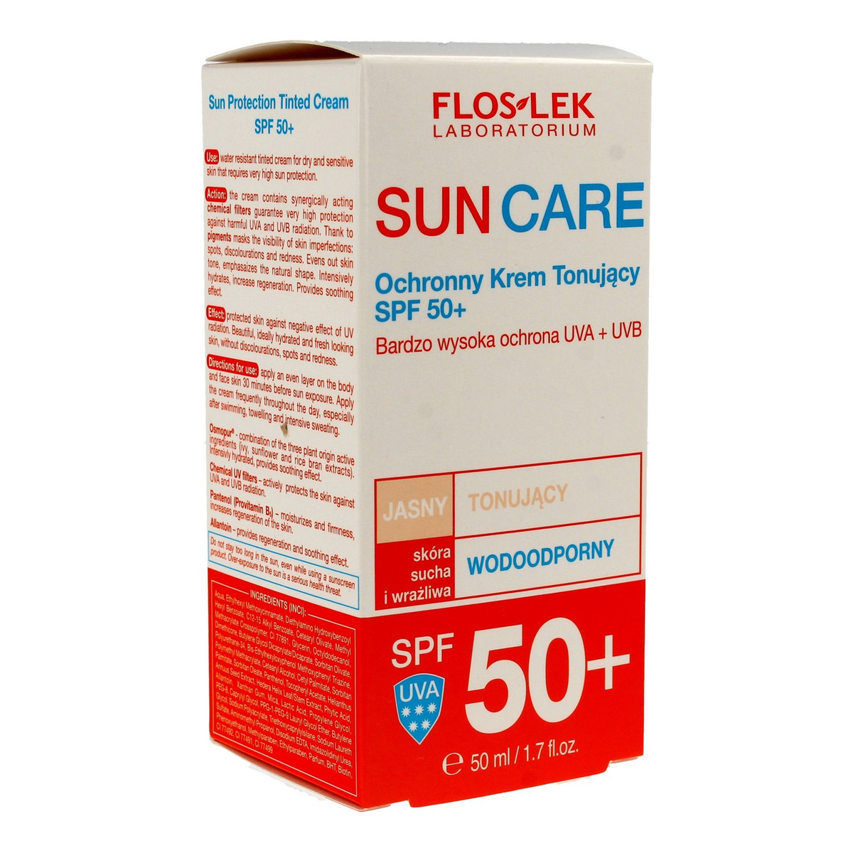 FlosLek Sun care ochronny krem tonujący spf50+ skóra sucha i wrazliwa 50ml