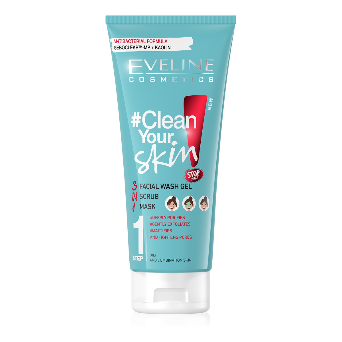 Eveline #Clean Your Skin Żel-scrub-maska do twarzy 3w1 200ml