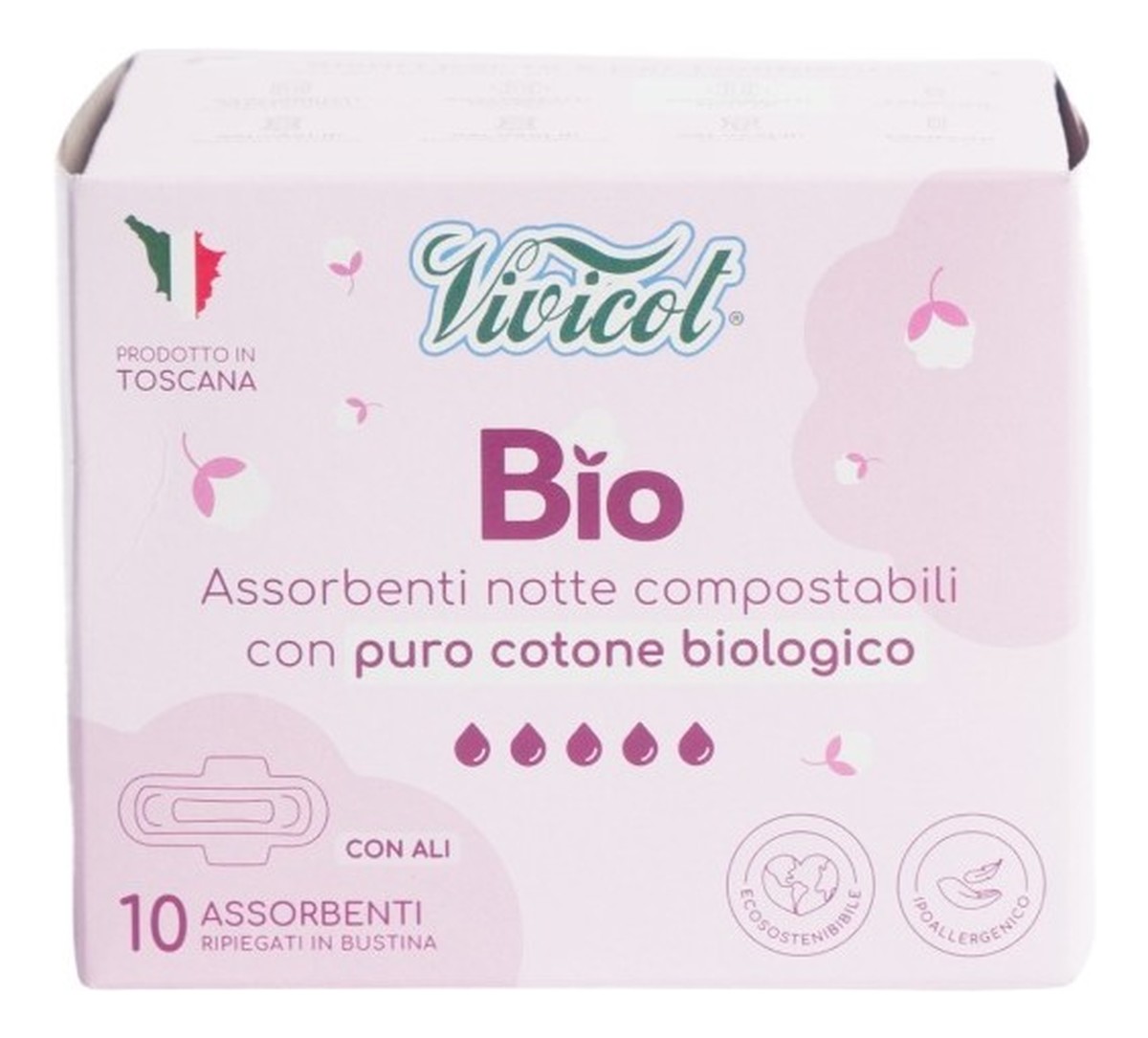 Wkładki higieniczne składane niebielone chlorem kompostowalne 20 sztuk