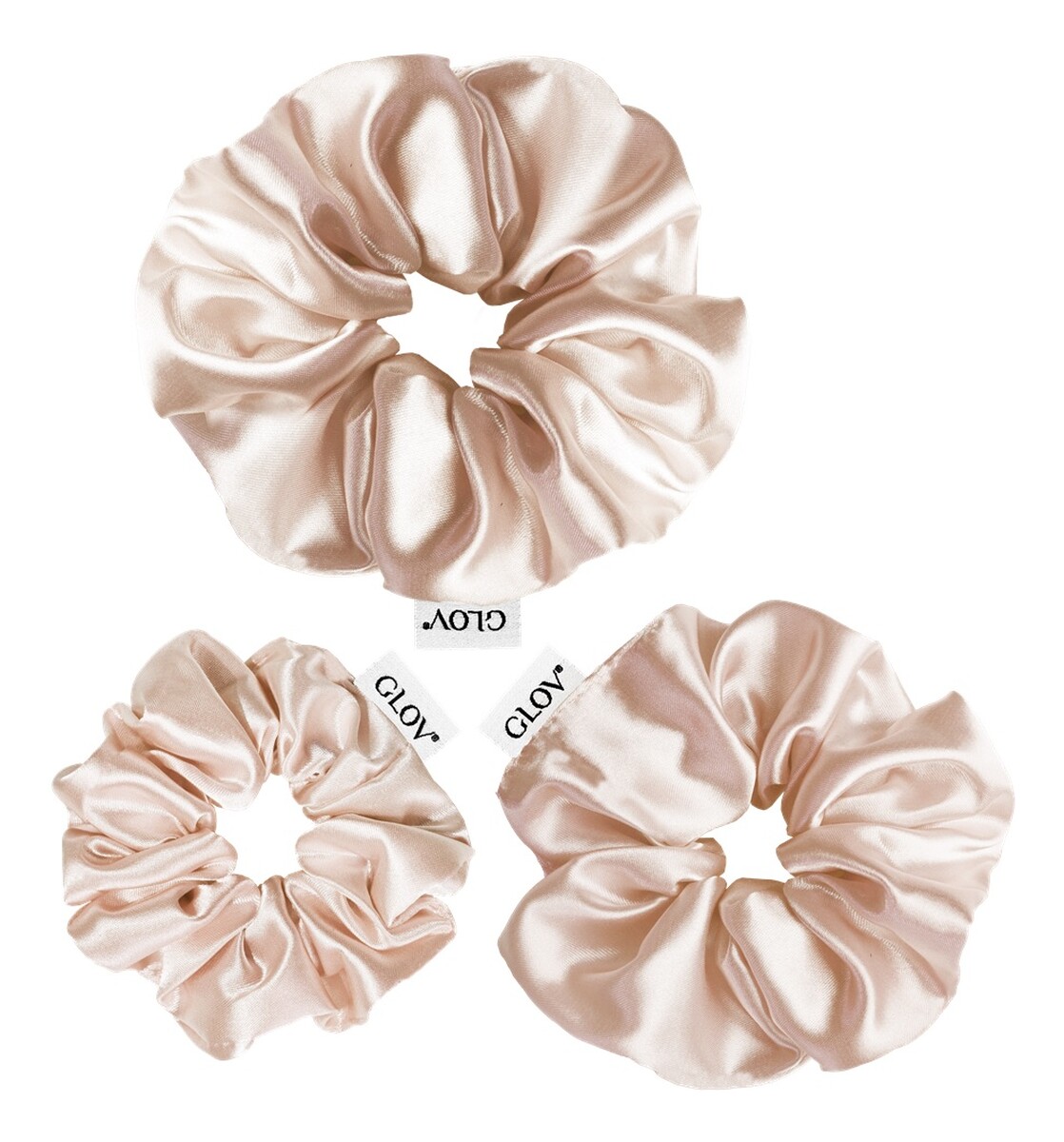 Satin scrunchies gumki do włosów s/m/l champagne 3szt