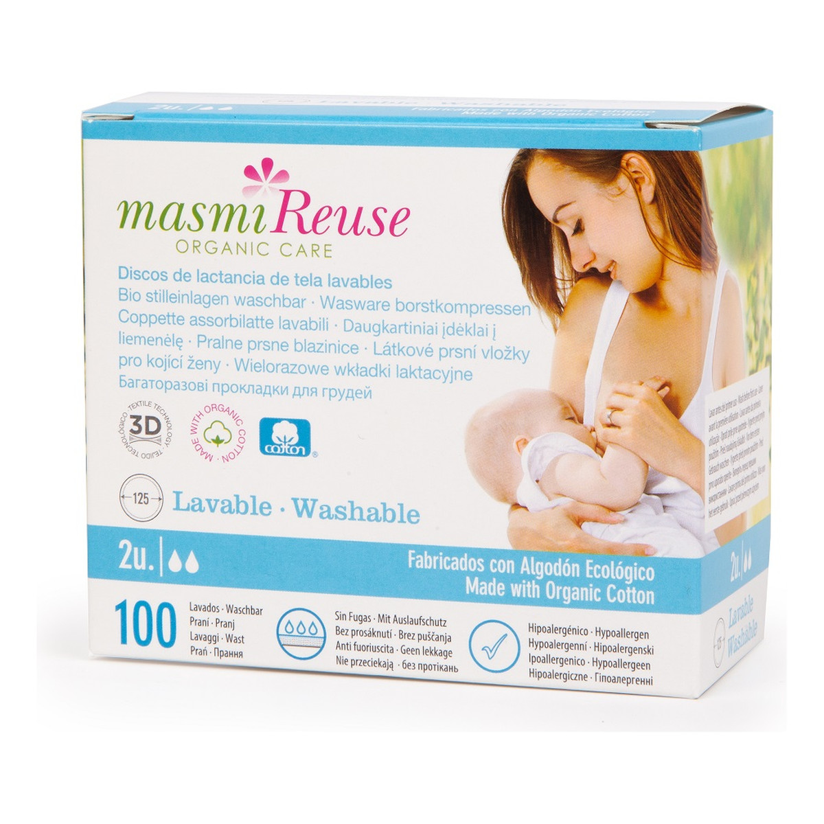 MASMI Reuse organic care wkładki laktacyjne wielorazowe z bawełny organicznej 2szt