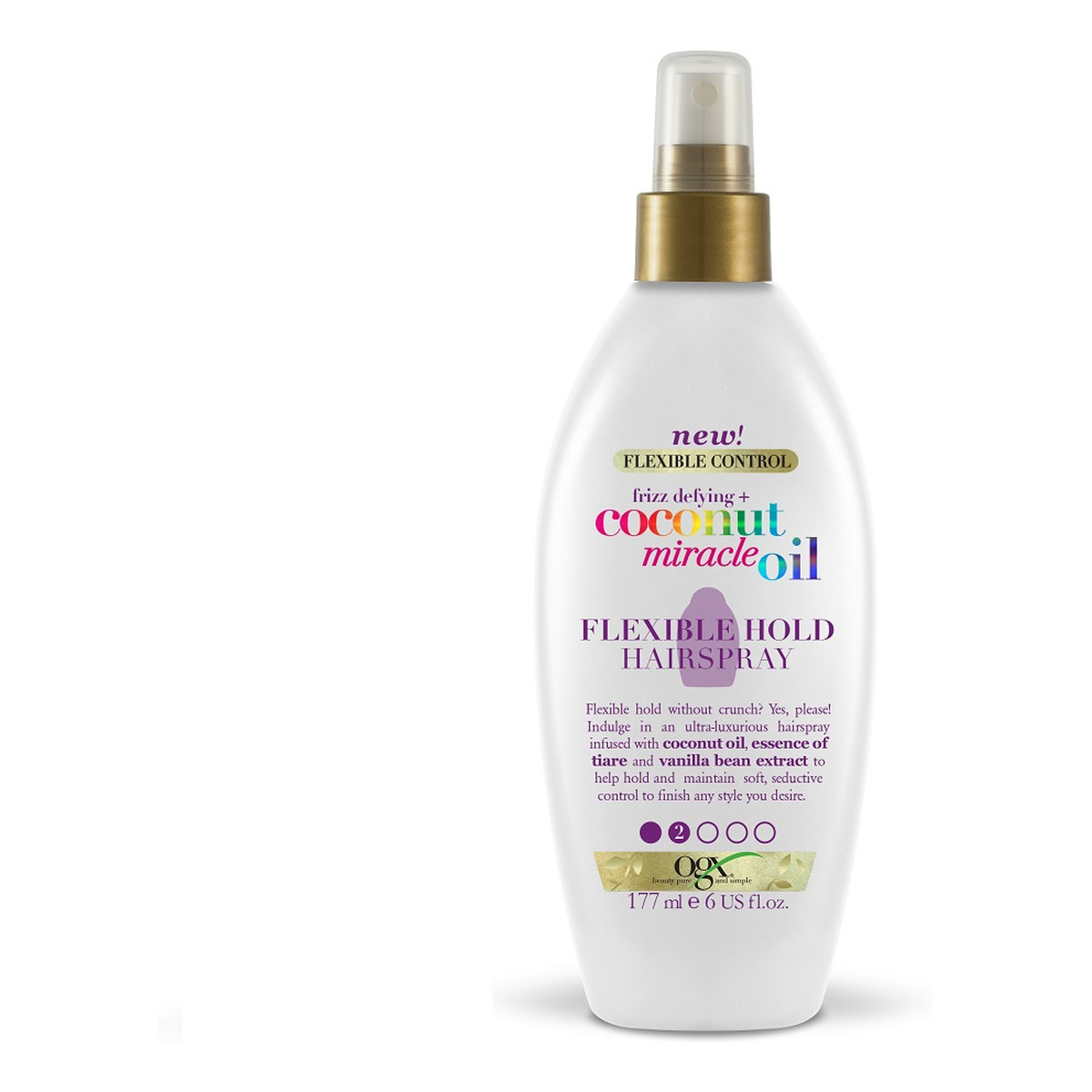 Organix Frizz-defying + coconut miracle oil flexible hold hairspray lakier do włosów nadający połysk
