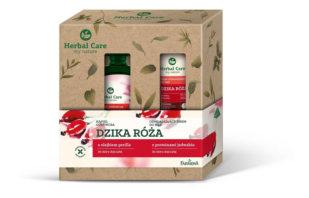 Zestaw prezentowy Herbal Care Dzika Róża (Kąpiel odżywcza 500ml+krem do rąk 100ml )