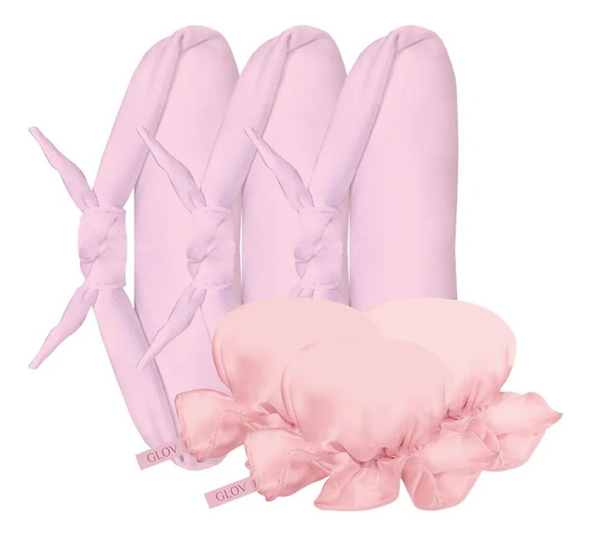 Coolcurl overnight blowout wałki do kręcenia włosów na zimno 3szt + mini satynowe czepki 3szt pink
