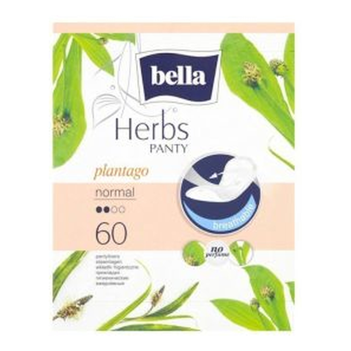 Bella Plantago Herbs Wkładki Higieniczne 60 Sztuk Babka Lancetowata Sensitive