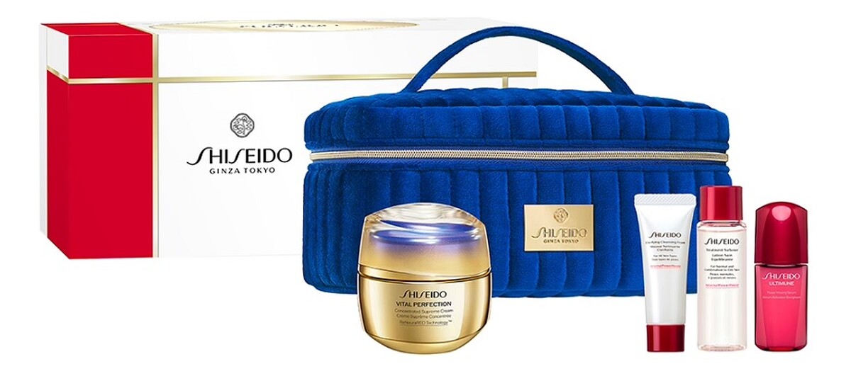 Zestaw krem przeciwzmarszczkowy 50ml + pianka oczyszczająca 15ml + lotion do twarzy 30ml + serum do twarzy 10ml + kosmetyczka