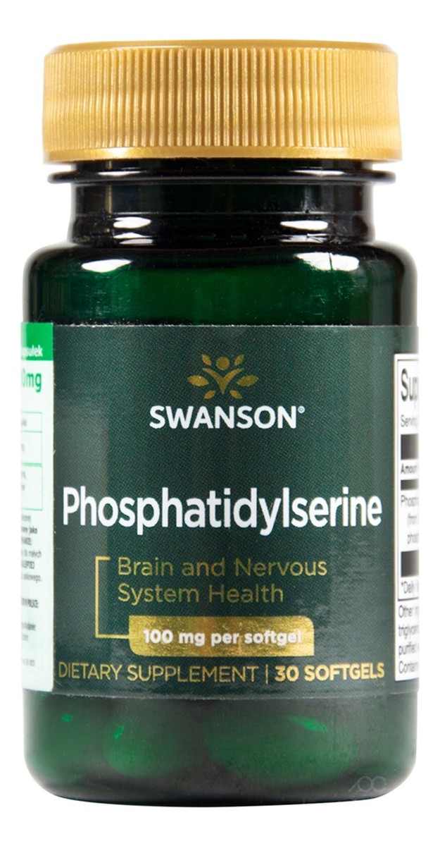 Phosphatidylserine 100mg suplement diety wspierający zdrowie mózgu 30 kapsułek Żelowych