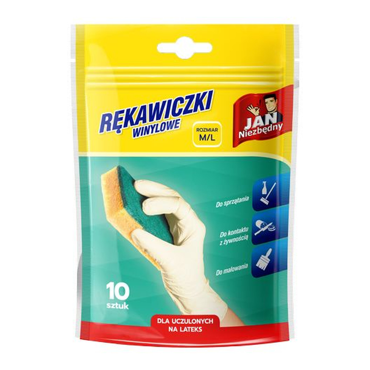 Jan Niezbędny Rękawiczki winylowe rozmiar 8 M/L 10 sztuk