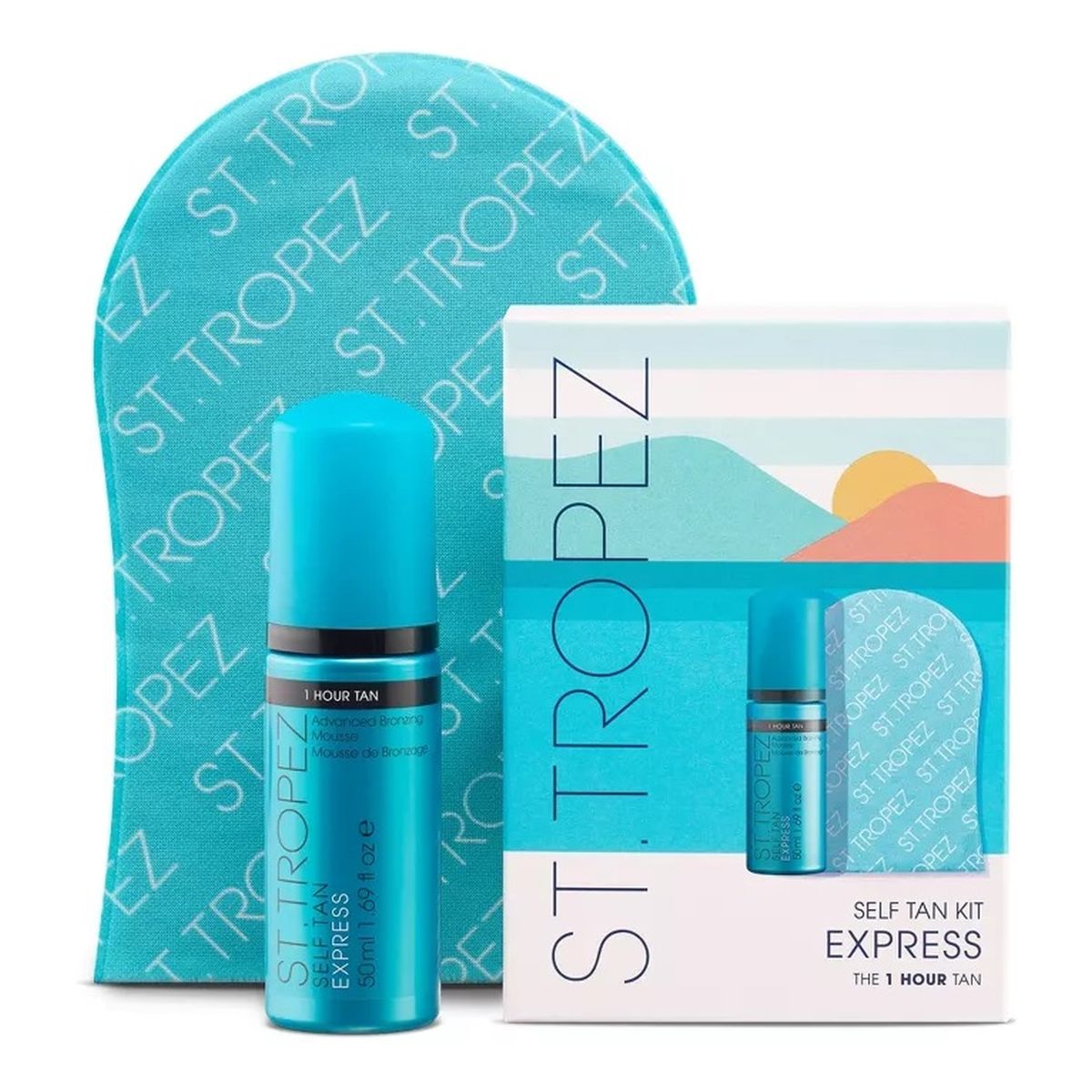 St. Tropez Self Tan Express Zestaw ekspresowa samoopalająca pianka 50ml + rękawica