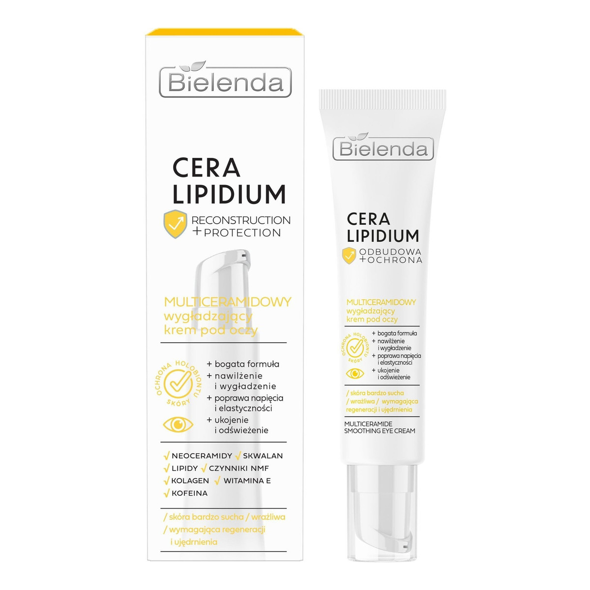 Bielenda Cera Lipidium Odbudowa + Ochrona Multiceramidowy Wygładzający Krem Pod Oczy 15ml