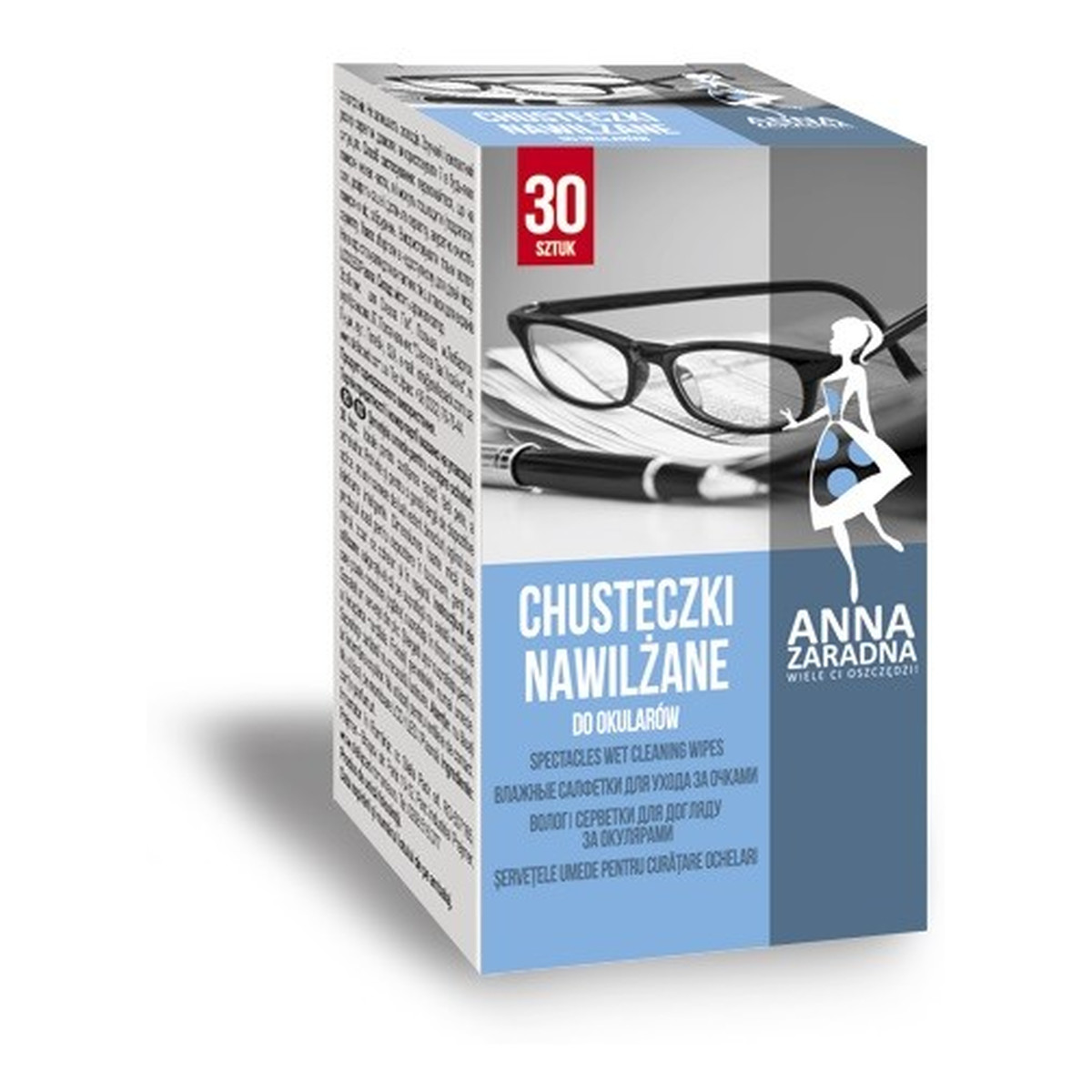 Anna Zaradna Chusteczki nawilżane do okularów 30 saszetek