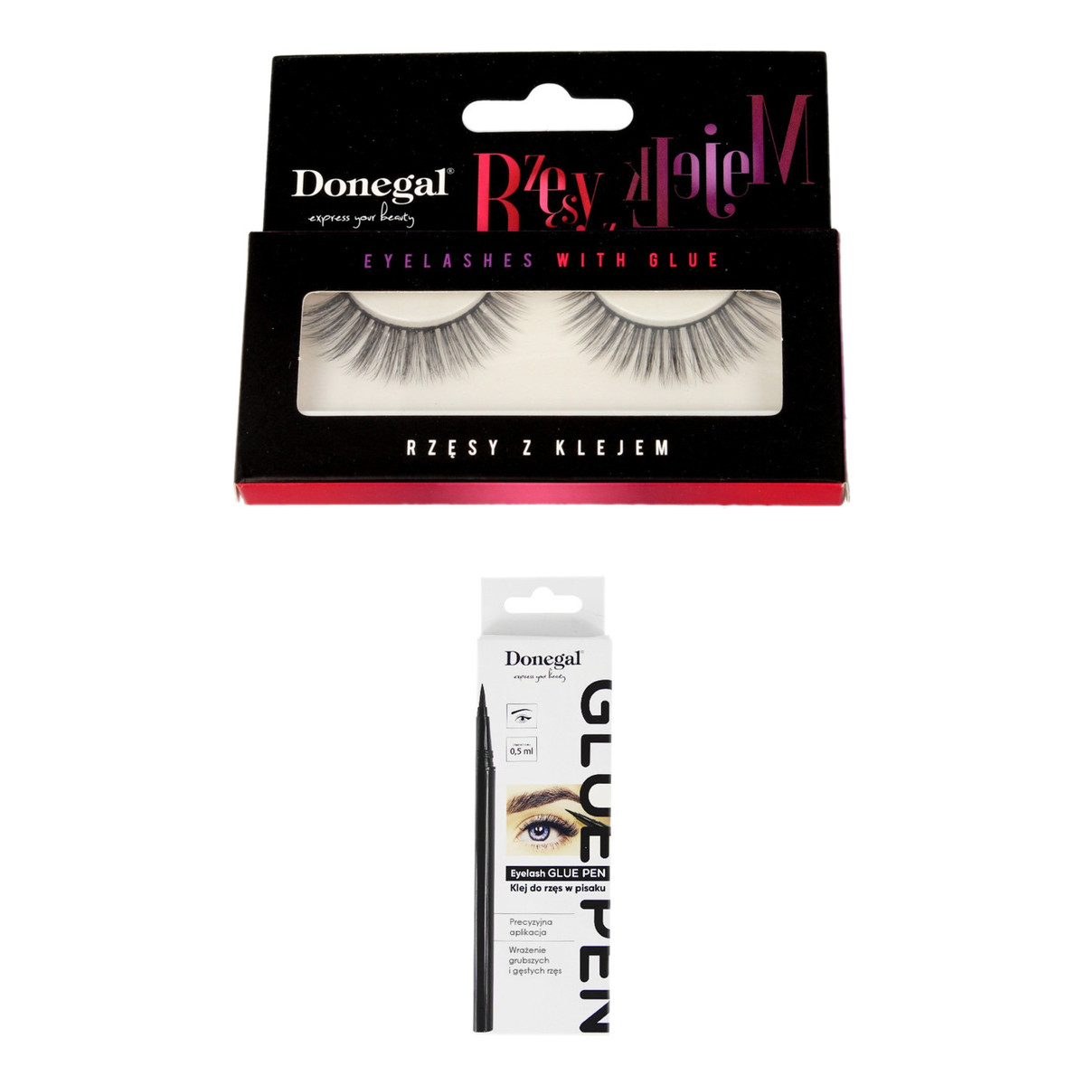 Donegal Sztuczne rzęsy na pasku z klejem (4474) + Klej w pisaku