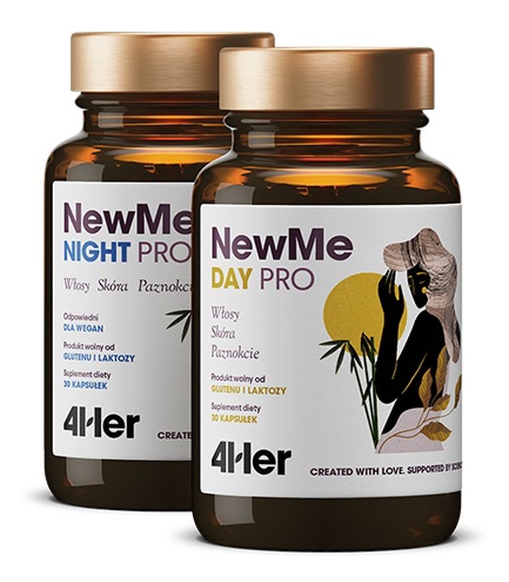 4her newme pro day+night witaminy i minerały na włosy skórę i paznokcie suplement diety 60 kapsułek