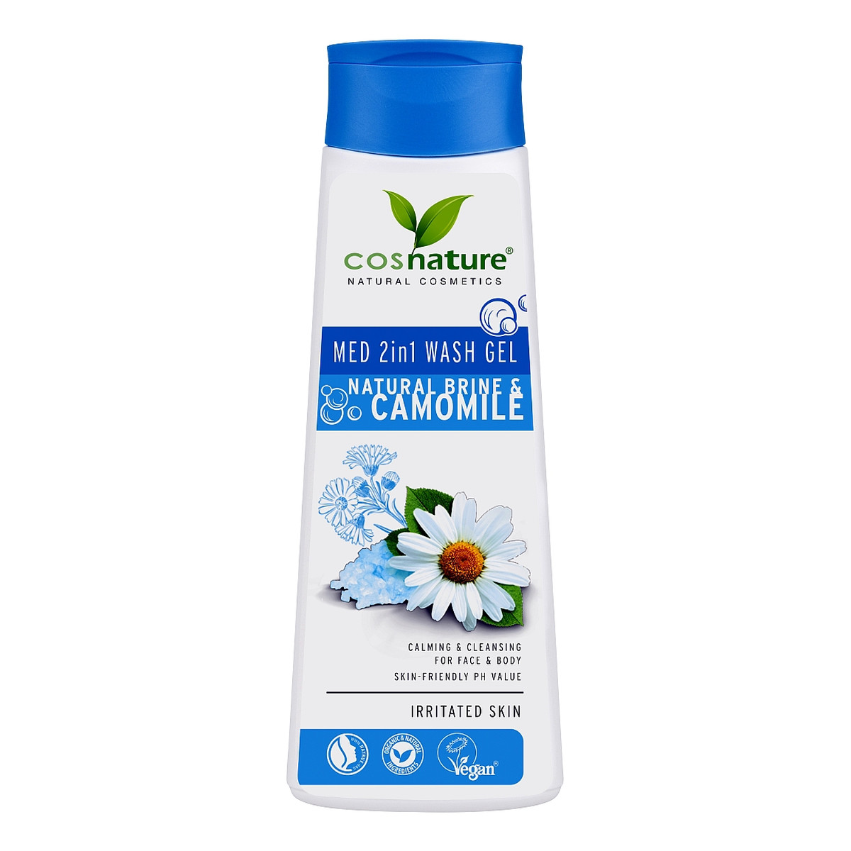 Cosnature Naturalny żel oczyszczający do twarzy i ciała z solanką i rumiankiem 2 w 1 MED 250ml