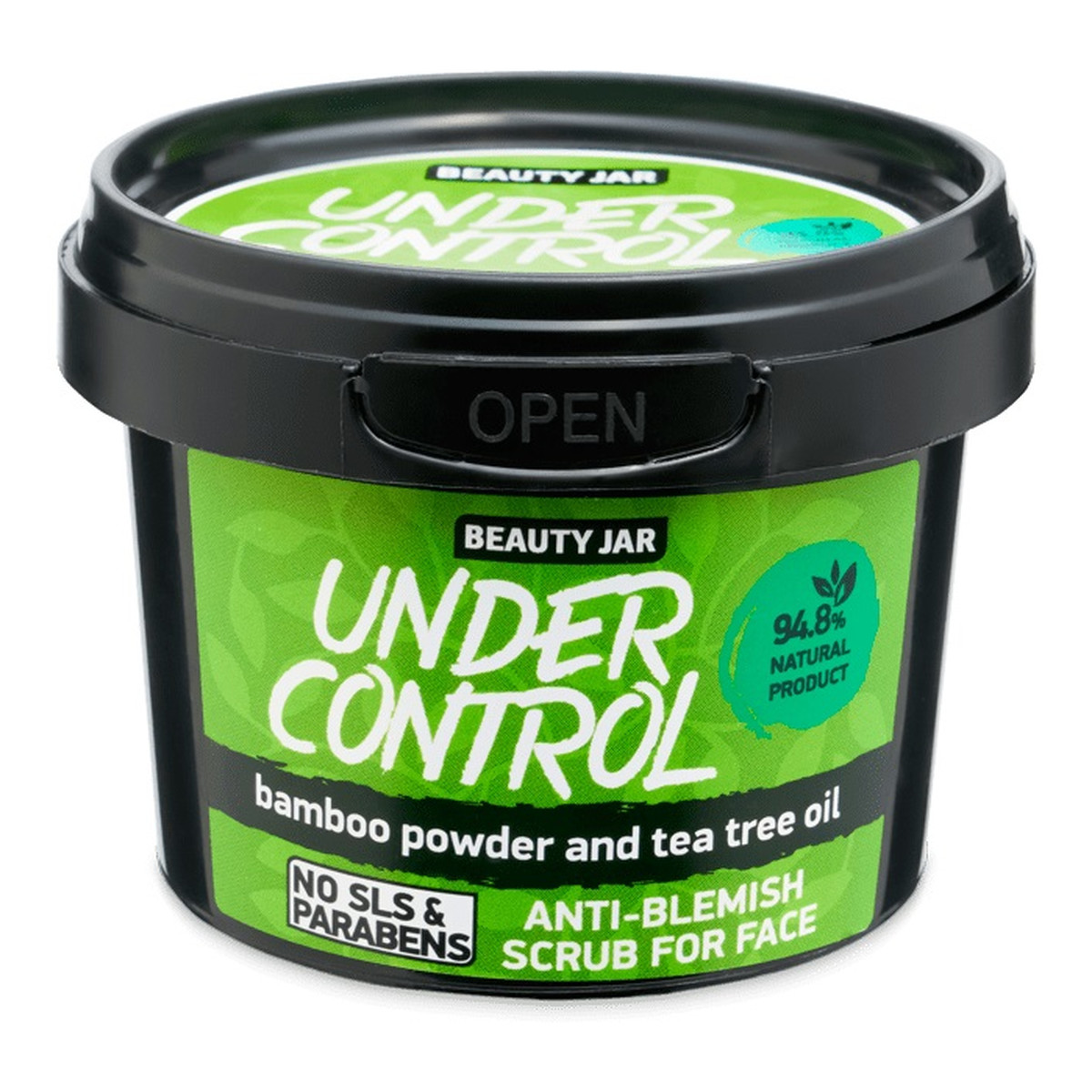 Beauty Jar Under Control Scrub do twarzy przeciw wypryskom z olejem z drzewa herbacianego i proszkiem bambusowym 120g